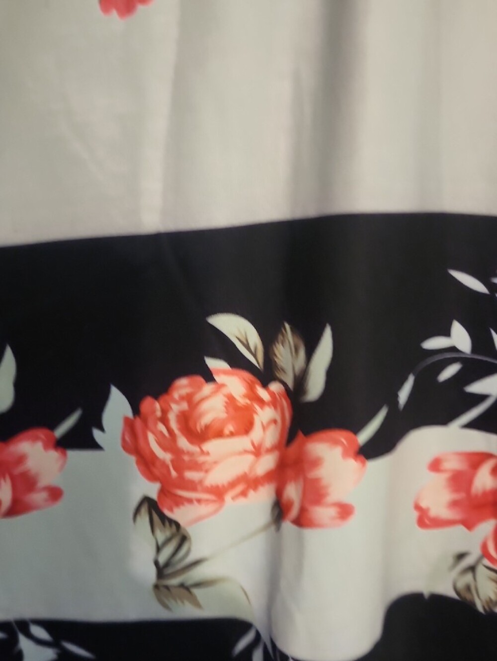 Floral Stripe Women's Top - Coral Pink & Black - Picture 3 of 3